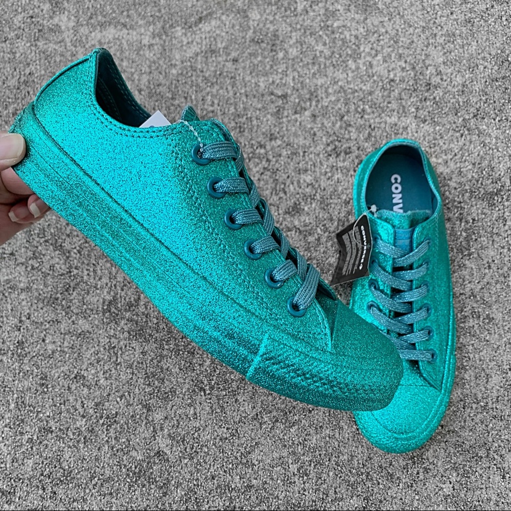 Converse Women’s Glitter- Teal Blue - Picture 1 of 3